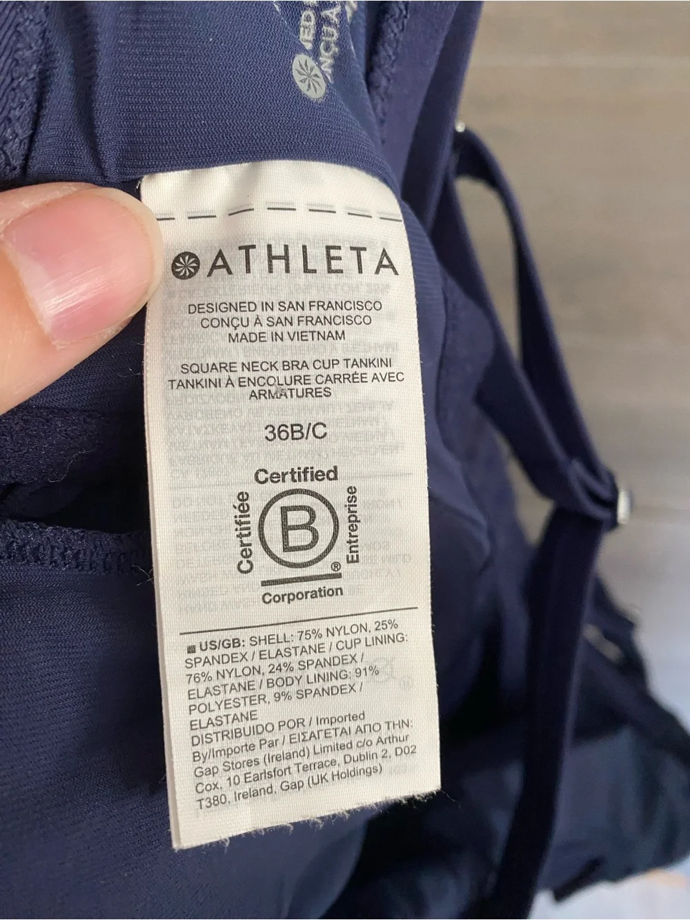 Athleta Square Neck Bra Cup Tankini Swim Top
